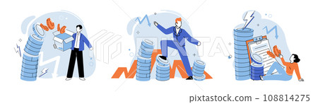 Falling economy. Vector illustration. Government intervention becomes necessary to address challenges posed by falling economy Economic recovery requires strategic planning and measures to stimulate Falling economy. Vector illustration. Government intervention becomes necessary to address challenges posed by falling economy Economic recovery requires strategic planning and measures to stimulate 108814275