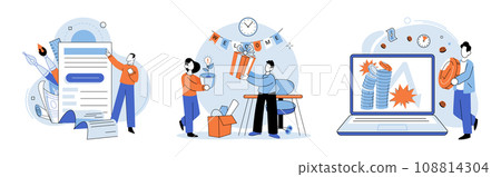 Business chaos. Vector illustration. Promoting culture open communication and collaboration chelp prevent chaos and foster more harmonious work environment The business chaos metaphor highlights Business chaos. Vector illustration. Promoting culture open communication and collaboration chelp prevent chaos and foster more harmonious work environment The business chaos metaphor highlights 108814304