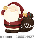 Santa Claus with gifts bag and bell 108814927