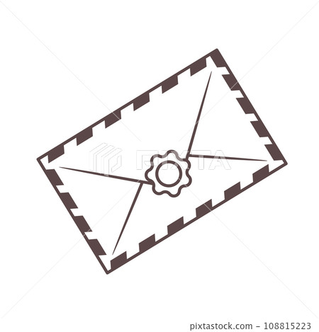 Isolated outline envelope with wax seal 108815223