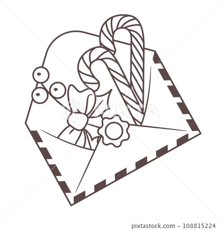 Outline envelope with xmas elements icon Outline envelope with xmas elements icon 108815224