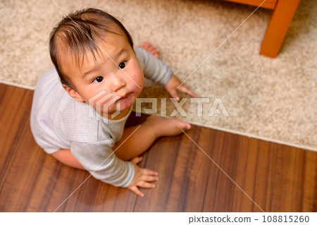 寶寶在客廳玩耍,嬰兒,育兒,0歲嬰兒,抱住腳 108815260
