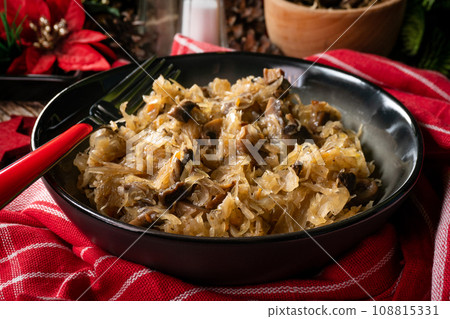 Traditional polish sauerkraut with mushrooms. Traditional polish sauerkraut with mushrooms. 108815331