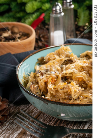 Traditional polish sauerkraut with mushrooms. 108815332