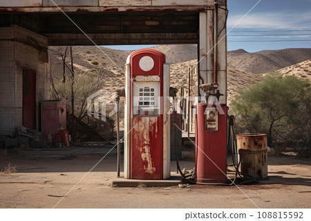 Ancient gas pump in the setting of an retro gas station 108815592