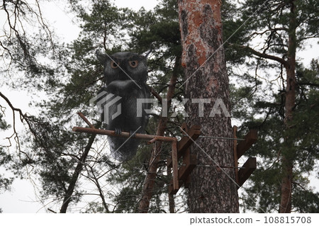 Kiev, Ukraine January 11, 2021: Fairy tale characters in the park made of wood Kiev, Ukraine January 11, 2021: Fairy tale characters in the park made of wood 108815708