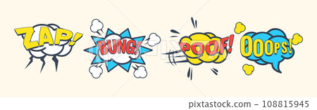Comic Sound Effects in Pop Art Style Vector Set 108815945