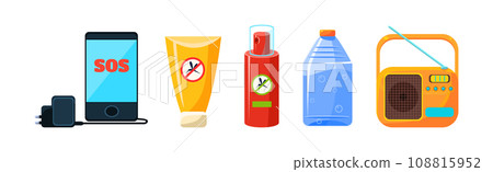 Camping Emergency Simple Object and Items Vector Set Camping Emergency Simple Object and Items Vector Set 108815952