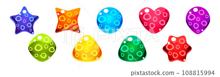 Colorful Glossy Jelly Sweets and Candy of Various Shape Vector Set 108815994