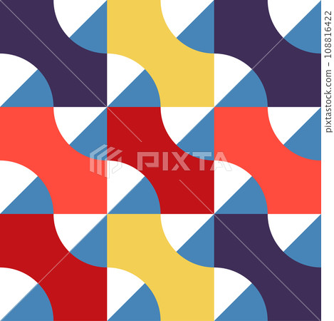 Modern geometric card. Memphis style design element. Minimalistic shape pattern. 108816422