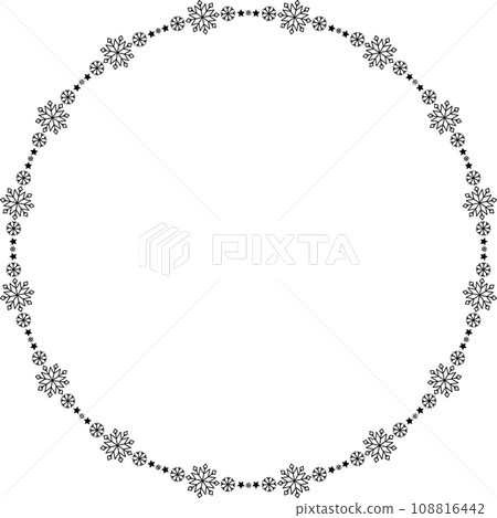 Snowflake circle frame. Winter snowflake round border. Snowflake circle frame. Winter snowflake round border. 108816442