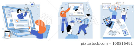 Corporate training vector illustration. The corporate training concept emphasized importance collaboration The meeting served as platform for exchanging ideas and best practices The company 108816491