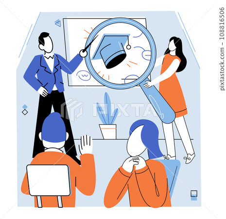 Business training vector illustration. Consultation with business strategists offers guidance and support in developing effective growth strategies Business intelligence involves gathering Business training vector illustration. Consultation with business strategists offers guidance and support in developing effective growth strategies Business intelligence involves gathering 108816506