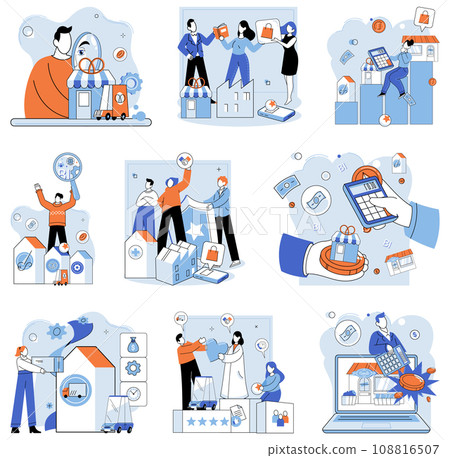 Family business. Vector illustration. E commerce platforms have transformed way businesses operate and reach customers Service oriented businesses focus on delivering quality services to meet customer Family business. Vector illustration. E commerce platforms have transformed way businesses operate and reach customers Service oriented businesses focus on delivering quality services to meet customer 108816507
