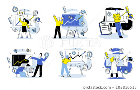 Data visualization vector illustration. Business finance and industry data provide valuable insights into financial trends and market conditions Finance management ensures effective allocation Data visualization vector illustration. Business finance and industry data provide valuable insights into financial trends and market conditions Finance management ensures effective allocation 108816513