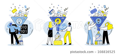 Predictive analytics vector illustration. Statistical analysis is fundamental component predictive analytics, providing insights into data patterns The predictive analytics metaphor compares process Predictive analytics vector illustration. Statistical analysis is fundamental component predictive analytics, providing insights into data patterns The predictive analytics metaphor compares process 108816525