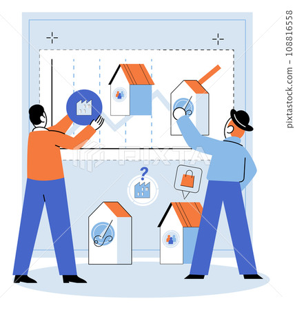 Business Association. Vector illustration. Developing sound business strategy is essential for long term success Business finance and industry trends influence decision making and resource allocation Business Association. Vector illustration. Developing sound business strategy is essential for long term success Business finance and industry trends influence decision making and resource allocation 108816558