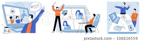 Corporate training vector illustration. The collective effort team led to successful project completion The briefing provided overview companys strategic goals The corporate training course covered Corporate training vector illustration. The collective effort team led to successful project completion The briefing provided overview companys strategic goals The corporate training course covered 108816559