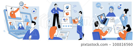 Corporate training vector illustration. The corporate training course covered wide range topics Education is foundation for personal and professional development Internal coaching programs empower Corporate training vector illustration. The corporate training course covered wide range topics Education is foundation for personal and professional development Internal coaching programs empower 108816560