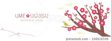 Plum blossom background banner Simple Japanese style illustration of the first day of spring 108816599