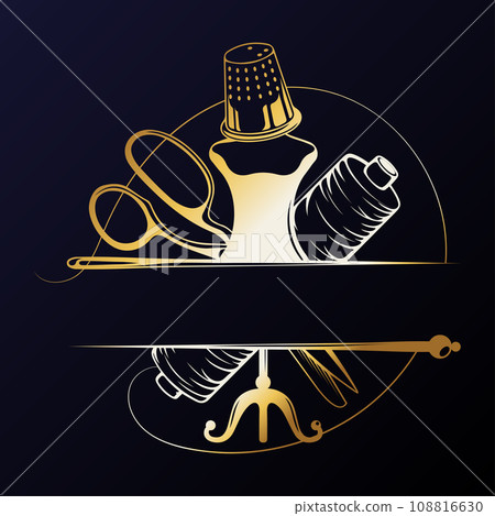 Golden sewing mannequin and other tailors tools Golden sewing mannequin and other tailors tools 108816630
