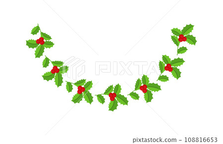 Semicircular Christmas floral garland. Wreath Frame. Spruce evergreen branch Semicircular Christmas floral garland. Wreath Frame. Spruce evergreen branch 108816653
