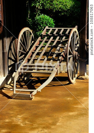 A ``Daihachiguruma'' parked in an old private house that conveys the way of life in the Edo period. A ``Daihachiguruma'' parked in an old private house that conveys the way of life in the Edo period. 108817063