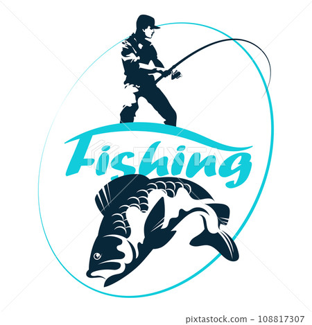 Fisherman catches a big fish on the wave 108817307