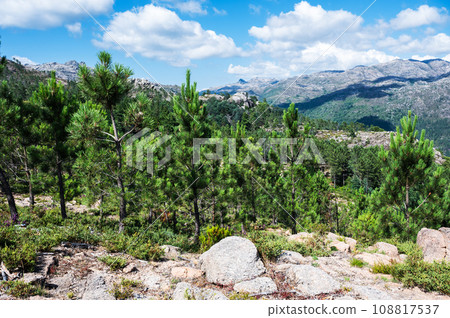 The viewpoint of Junceda, at an altitude of 915 meters, where entire valley of the Geres river can be seen, mountains on the background The viewpoint of Junceda, at an altitude of 915 meters, where entire valley of the Geres river can be seen, mountains on the background 108817537