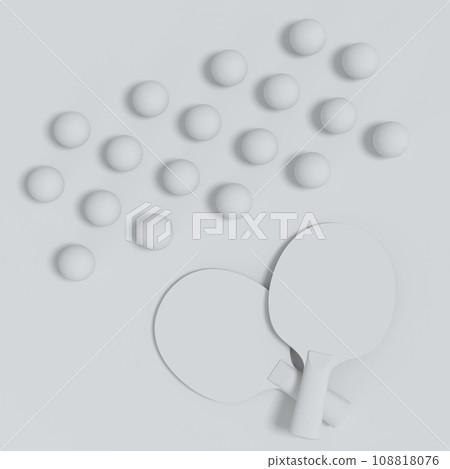 Pair of ping pong rackets for table tennis with ball on blue background 108818076