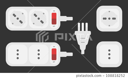 power outlet plug extension strip italian type l set vector flat illustration 108818252