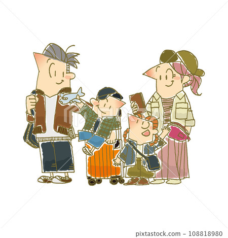 Illustration of a family enjoying an autumn trip 108818980