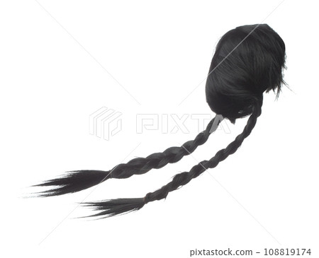 Pia long Wig hair style fly fall explosion. Black woman wig wave hair float in mid air. Straight black two pia wig hair wind blow cloud throw. White background isolated high speed freeze motion Pia long Wig hair style fly fall explosion. Black woman wig wave hair float in mid air. Straight black two pia wig hair wind blow cloud throw. White background isolated high speed freeze motion 108819174