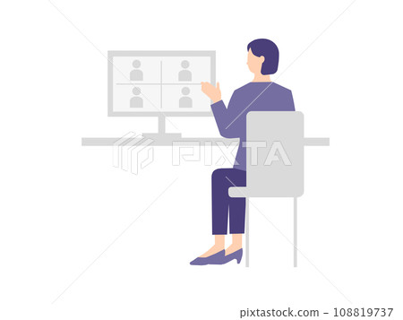 Illustration of a business woman having an online meeting Illustration of a business woman having an online meeting 108819737