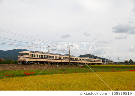 JNR新型快速彩色117系列直流列車運行在秋日鄉村 JNR新型快速彩色117系列直流列車運行在秋日鄉村 108819819