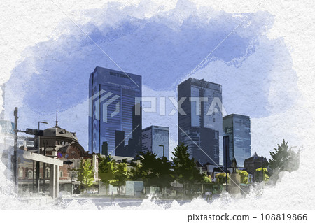Watercolor style Tokyo Station Marunouchi station building Chiyoda-ku, Tokyo Watercolor style Tokyo Station Marunouchi station building Chiyoda-ku, Tokyo 108819866