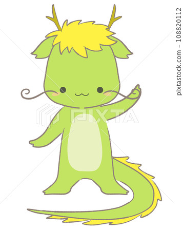 Illustration of a dragon standing with one hand raised 108820112