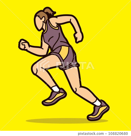 A Woman Start Running Jogging Marathon Runner Movement Action Cartoon Sport Graphic Vector A Woman Start Running Jogging Marathon Runner Movement Action Cartoon Sport Graphic Vector 108820680