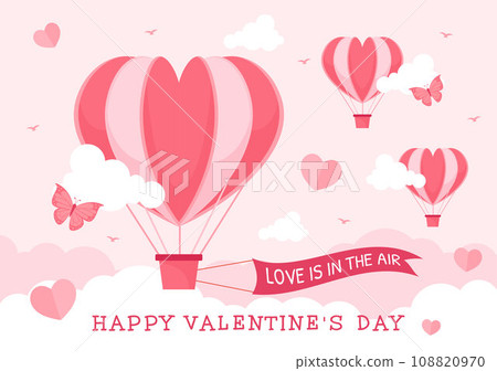 Happy Valentine's Day Vector Illustration on February 14 with Heart or Love for Couple Affection in Flat Valentine Holiday Cartoon Pink Background Happy Valentine's Day Vector Illustration on February 14 with Heart or Love for Couple Affection in Flat Valentine Holiday Cartoon Pink Background 108820970