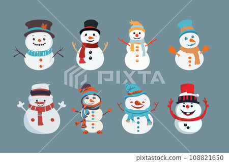 Jolly Snowman Vectors - Adorable Clipart for Winter Designs Jolly Snowman Vectors - Adorable Clipart for Winter Designs 108821650