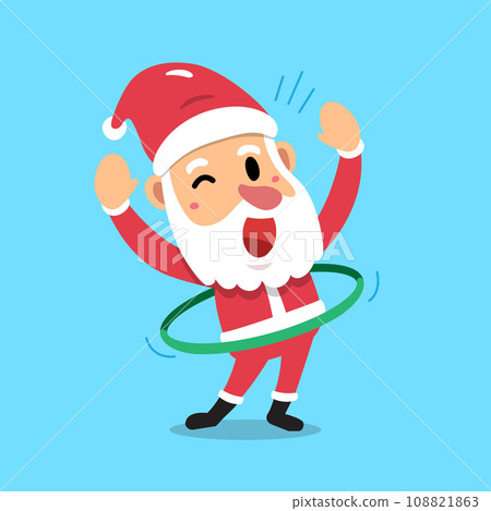 Cartoon character santa claus exercising with hula hoop 108821863