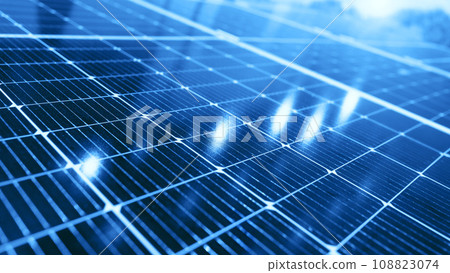 Solar cell clean energy solar farm eco power plant technology. closeup Solar cell panels or photovoltaic of sustainable resources and renewable energy. 108823074