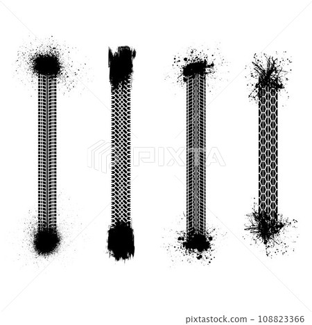Ink blots tire track silhouettes 108823366