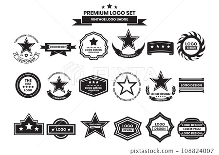 Star logos and badges in vintage style 108824007