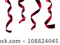 set of red ribbons on white background 108824045