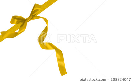 Gold gift bow isolated on white background	 108824047