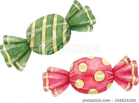 Watercolor illustration of candies in Christmas colors Watercolor illustration of candies in Christmas colors 108824260