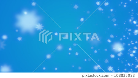 Christmas festive bright New Year background made of white glowing winter beautiful falling flying snowflakes patterns on a blue background Christmas festive bright New Year background made of white glowing winter beautiful falling flying snowflakes patterns on a blue background 108825058