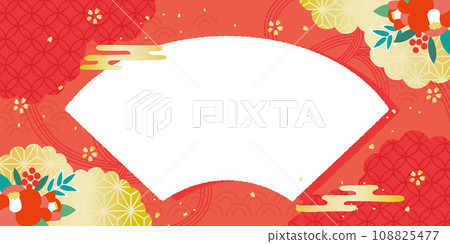 New Year Japanese pattern background illustration camellia mizuhiki 108825477
