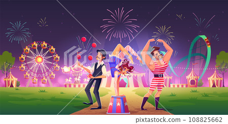 Circus or carnival artists in amusement park 108825662